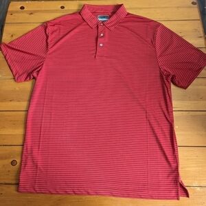 COPY - HOST PICK PGA TOUR MENS XL RED AND BLACK STRIPED POLO